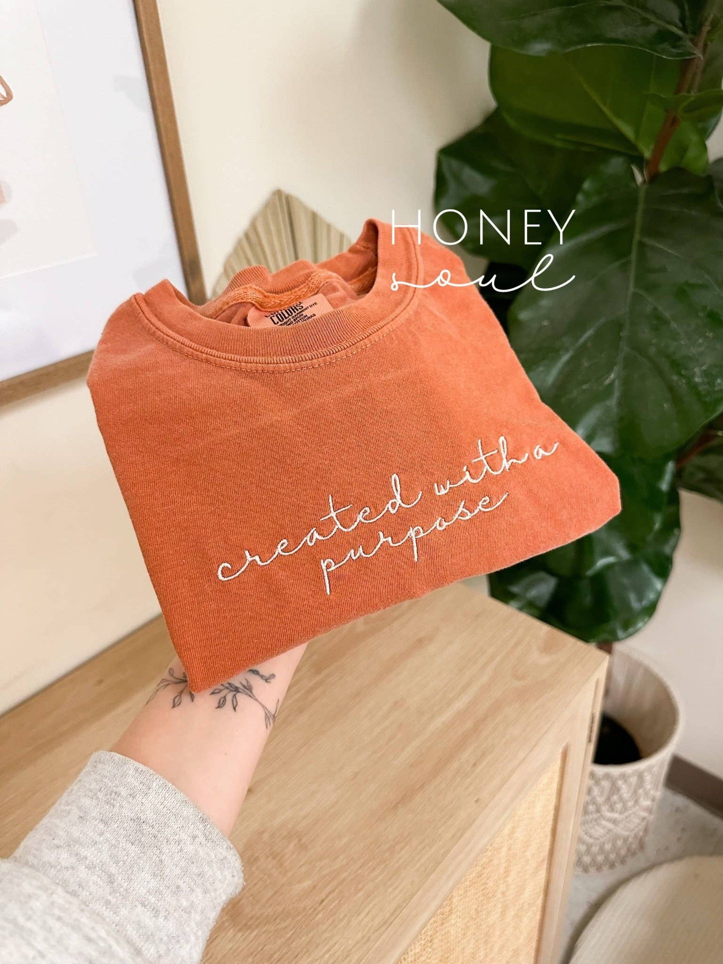 Embroidered Created With A Purpose Summer Tee: Yam / Small