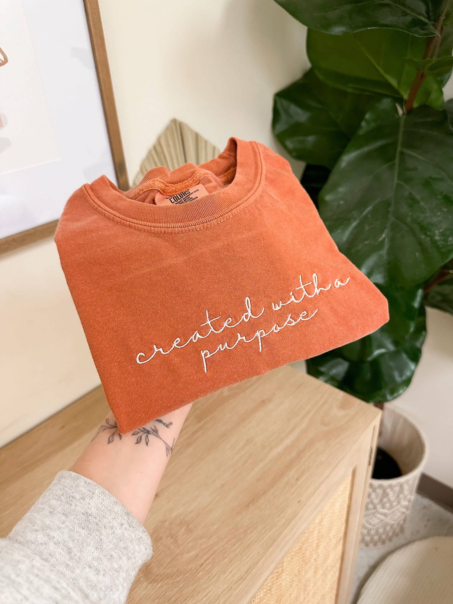 Embroidered Created With A Purpose Summer Tee: Yam / Small