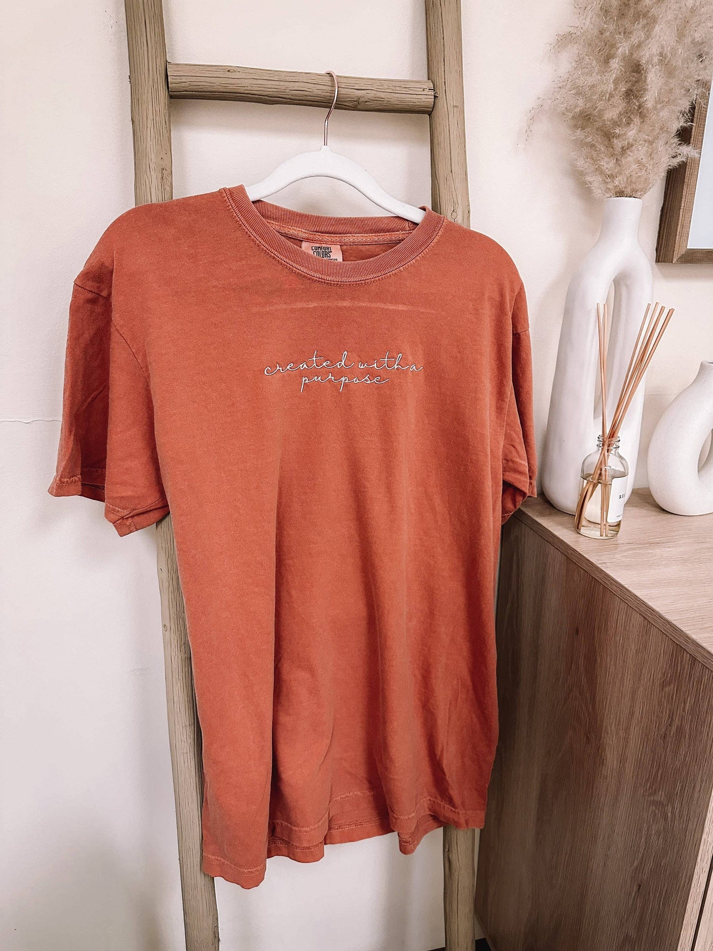 Embroidered Created With A Purpose Summer Tee: Yam / Small