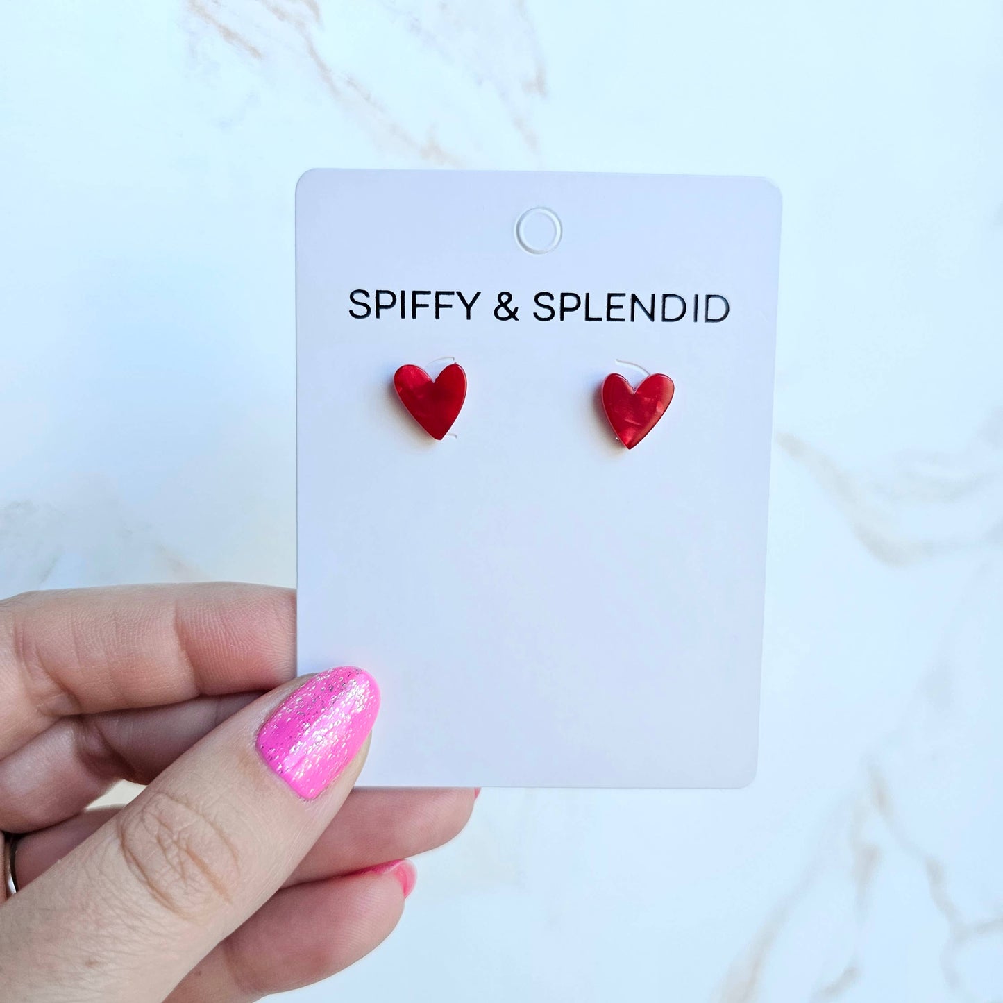 HAND DRAWN HEART STUDS - RED