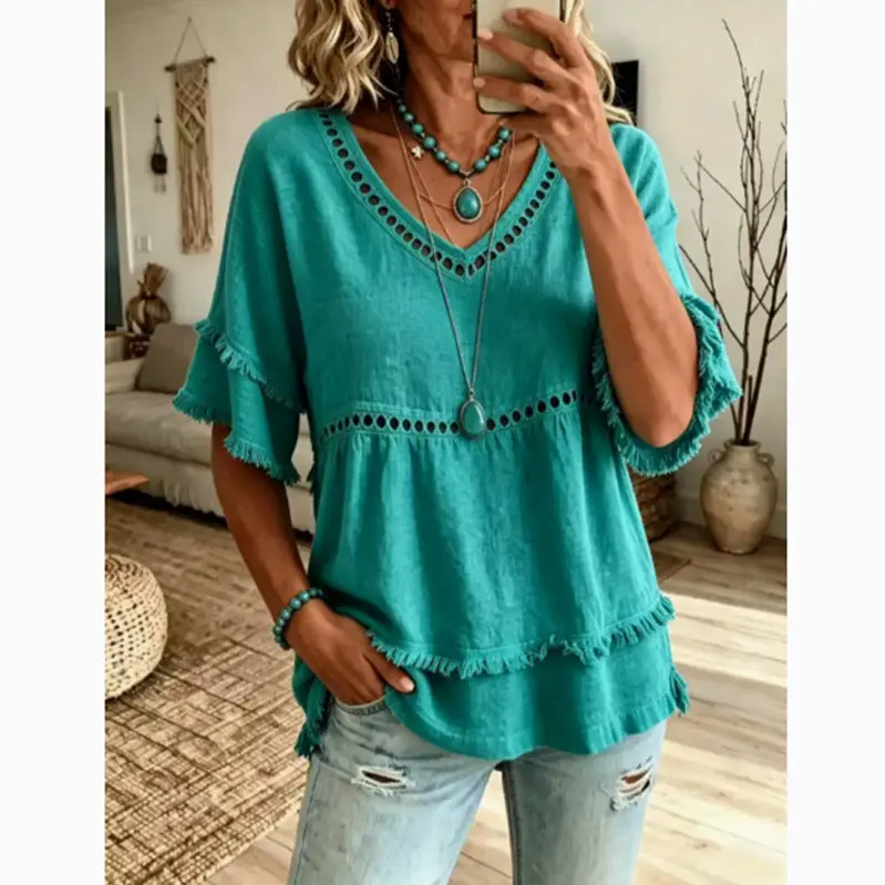 THE TURQUOISE SKIES BOHO TOP