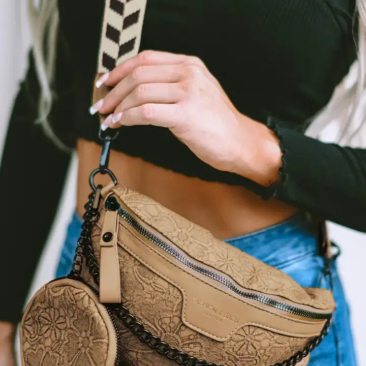 THE LACE & LEATHER CROSSBODY BAG