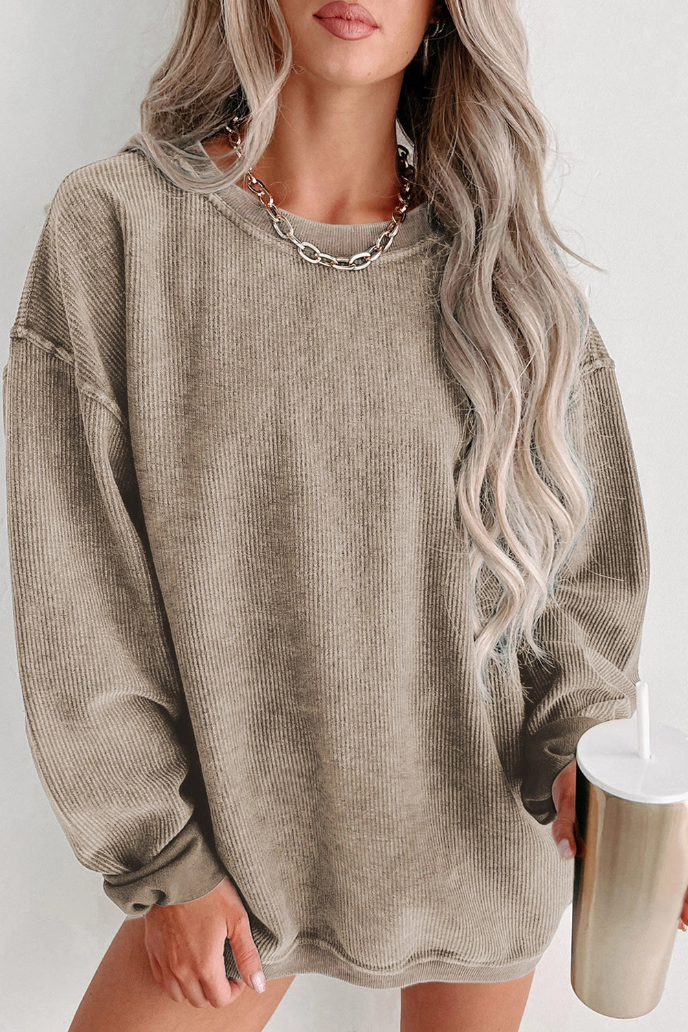 SANDSTONE RIBBED SWEATER