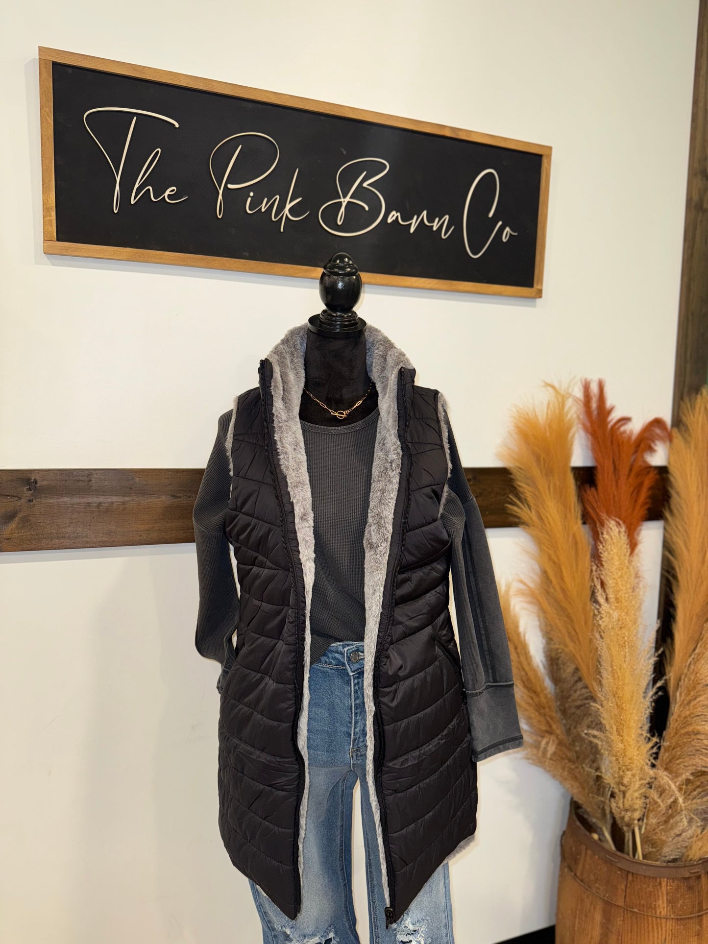 KEREN HART REVERSIBLE FUR-LINED VEST