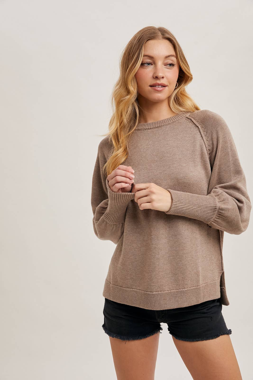 FRENCH TERRY KNIT SWEATER