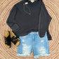MID-RISE FRINGE HEM SHORTS
