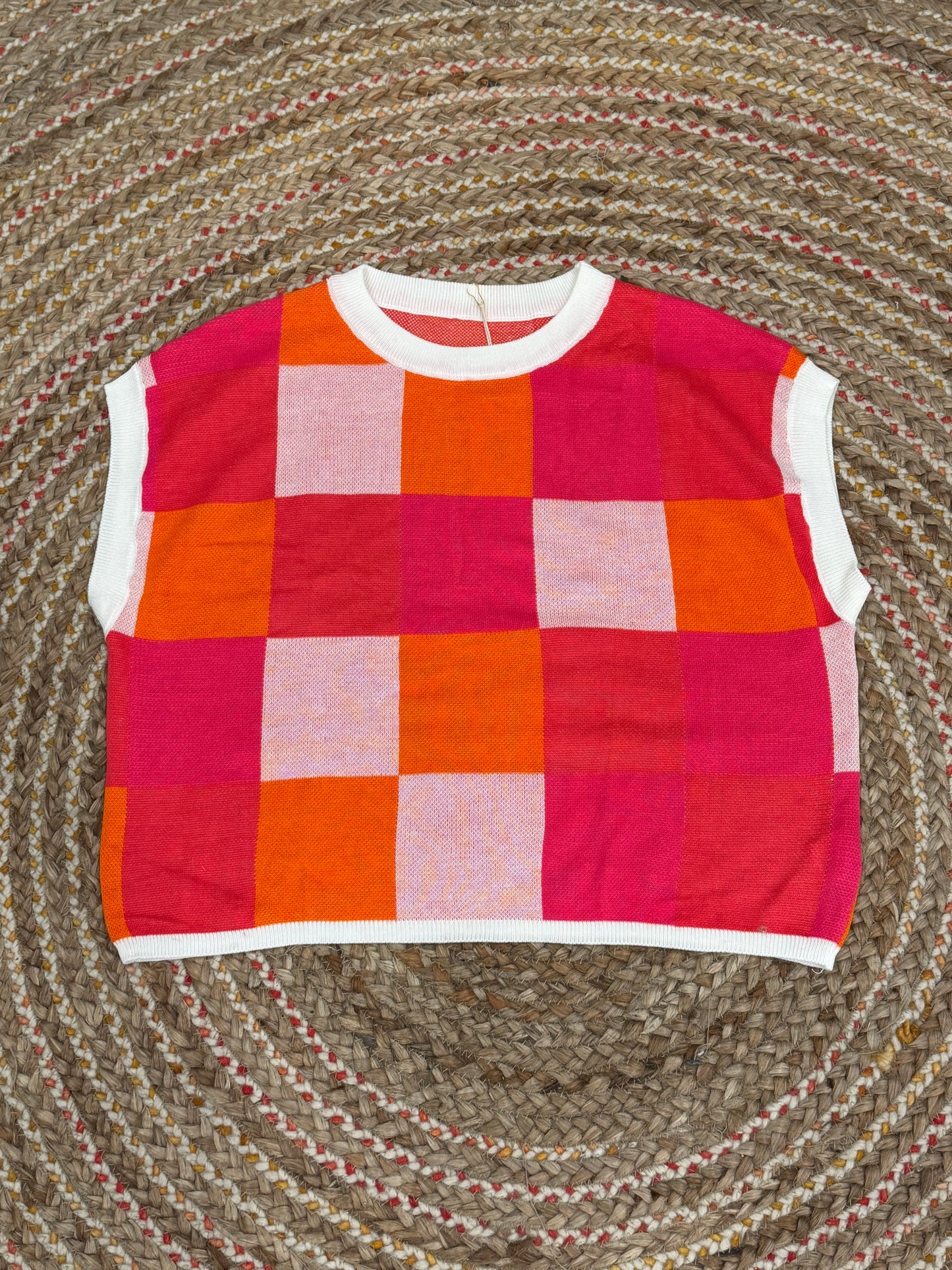 THE SUMMER CHECKERED SWEATER TOP