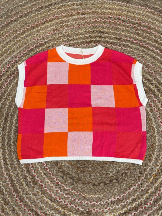 THE SUMMER CHECKERED SWEATER TOP