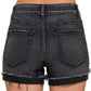 Black denim shorts