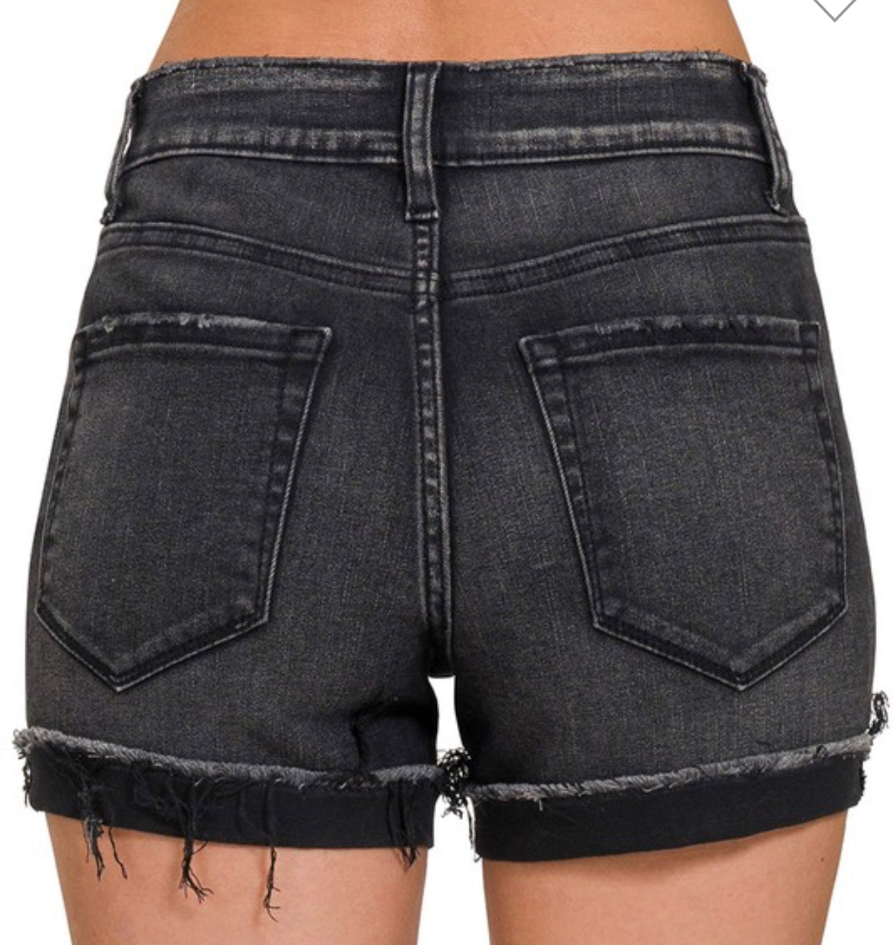 Black denim shorts