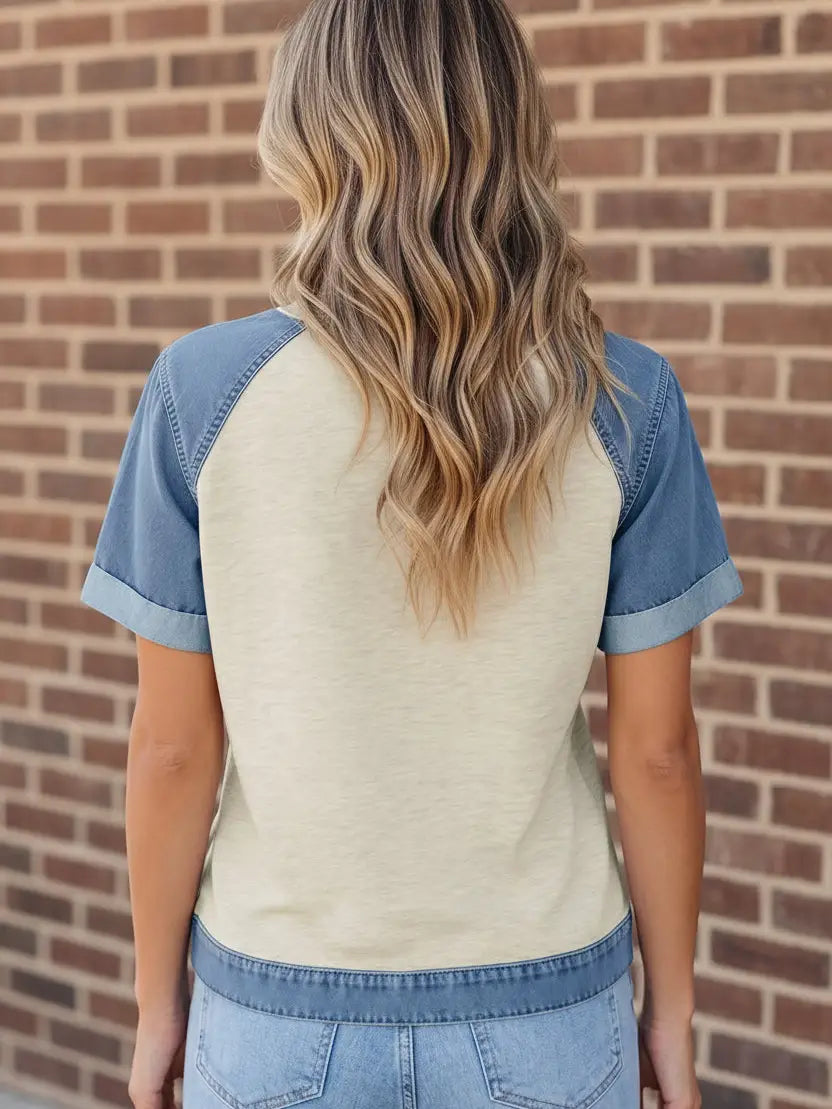THE COLORBLOCK DENIM TEE