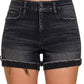 Black denim shorts