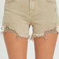 Risen Mid-Rise Fray Hem Shorts