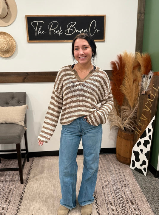 THE MAPLE N CREAM STRIPED SWEATER