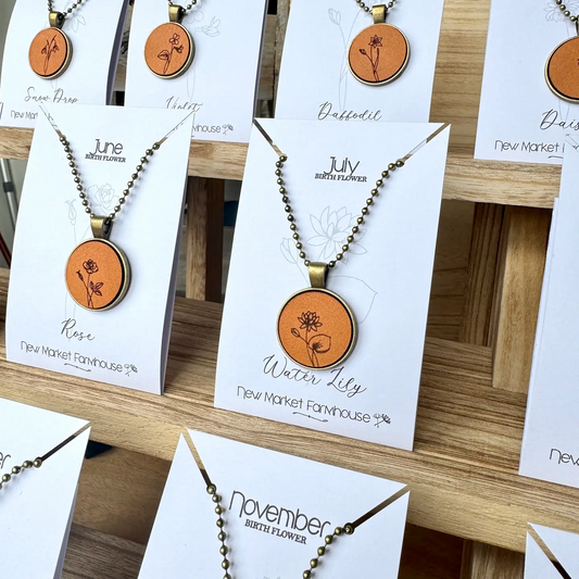 THE LEATHER BIRTH MONTH FLOWER NECKLACE