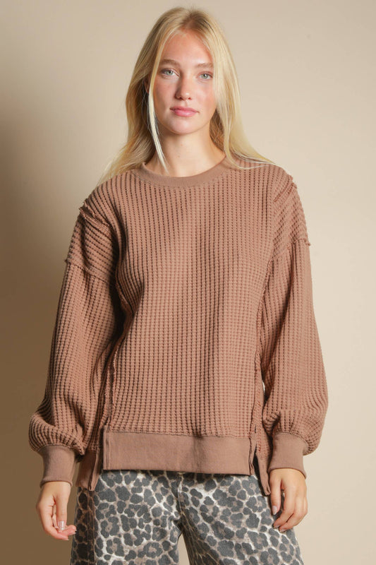 THE WEEKEND WAFFLE KNIT PULLOVER