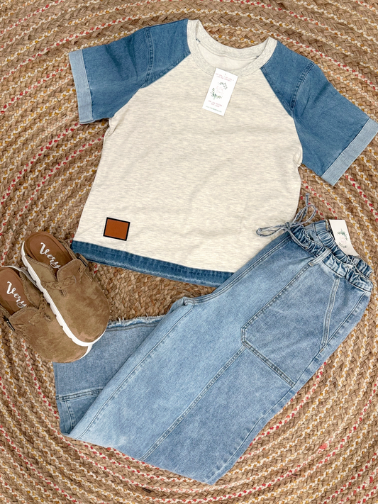 THE COLORBLOCK DENIM TEE