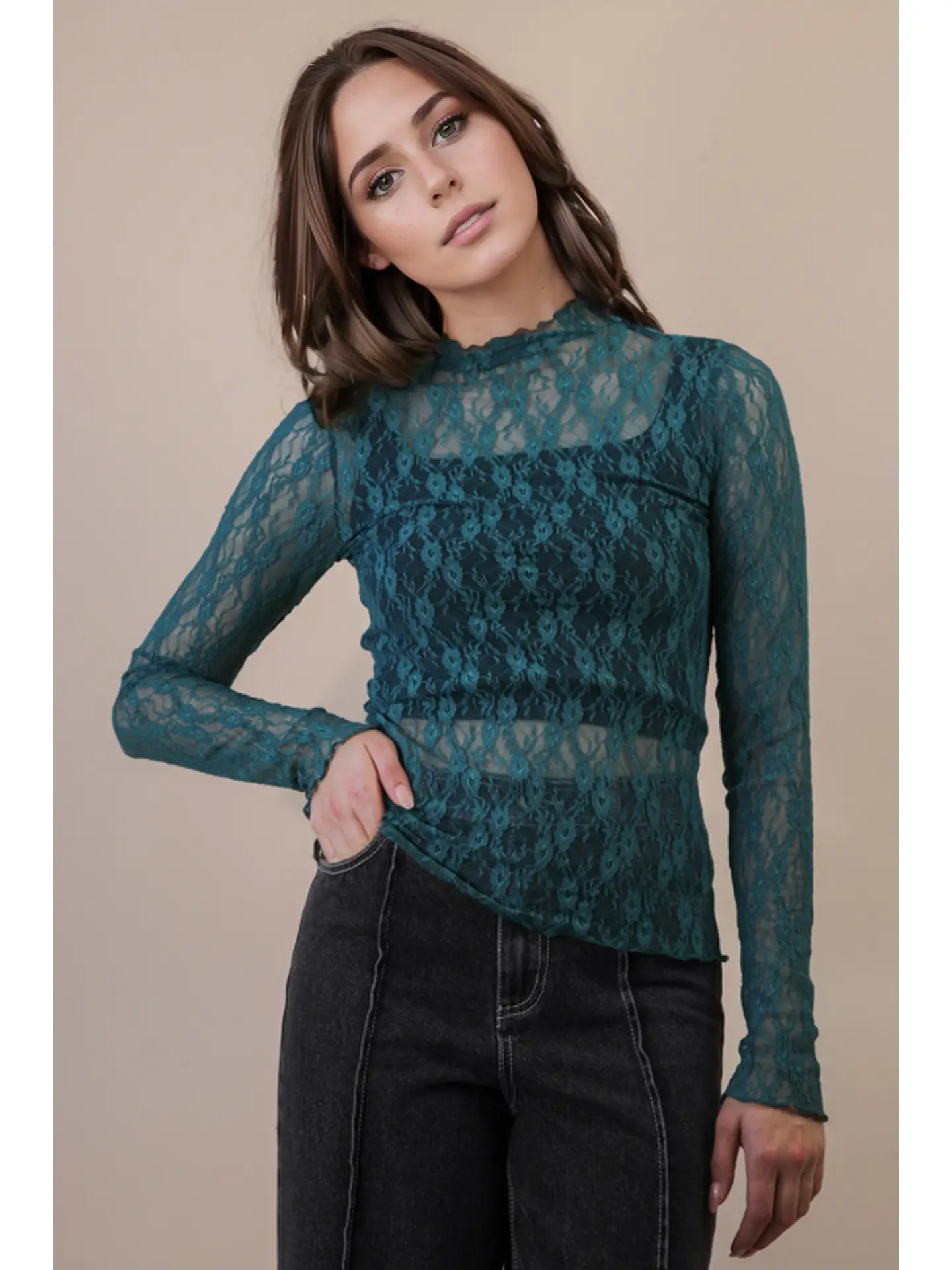 THE FLORAL MESH LONG SLEEVE