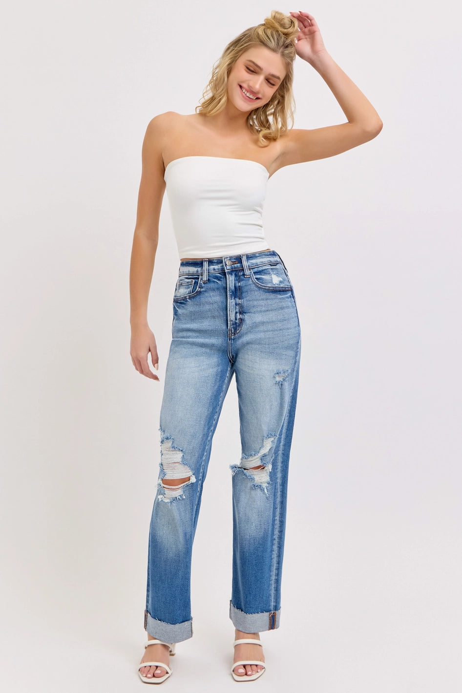 HIGH-RISE DAD JEAN W/ CUFFED HEM
