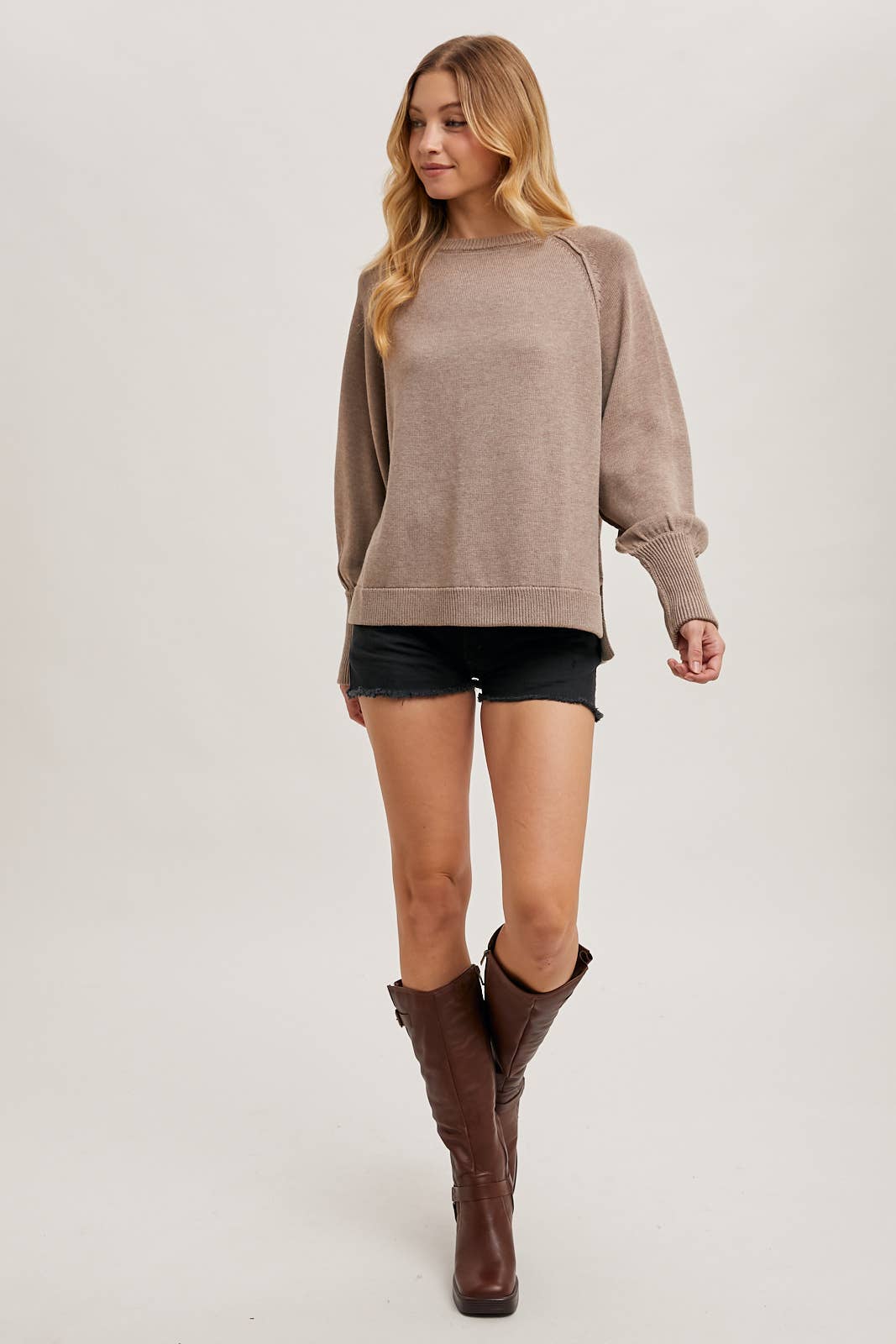 FRENCH TERRY KNIT SWEATER