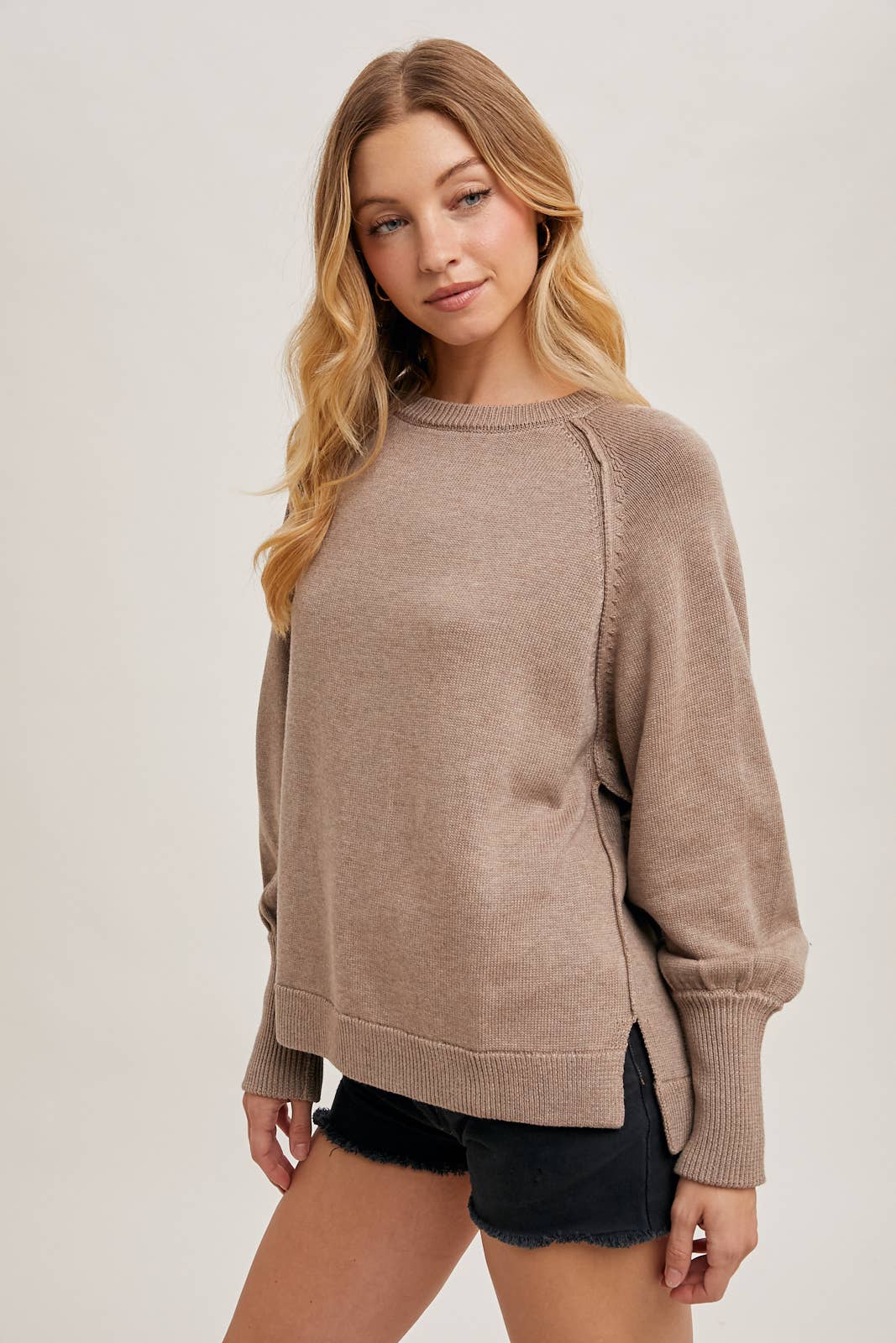 FRENCH TERRY KNIT SWEATER