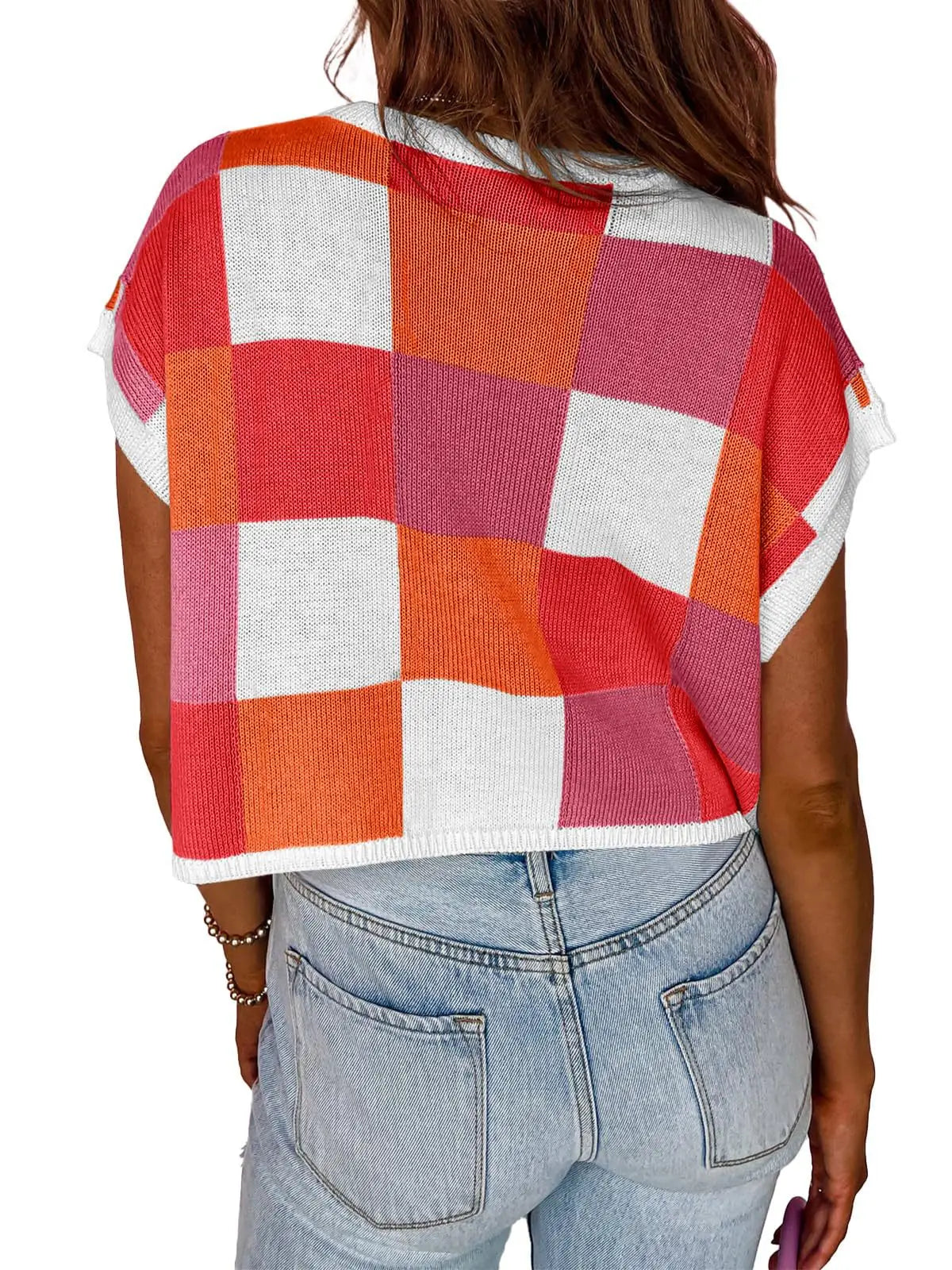 THE SUMMER CHECKERED SWEATER TOP