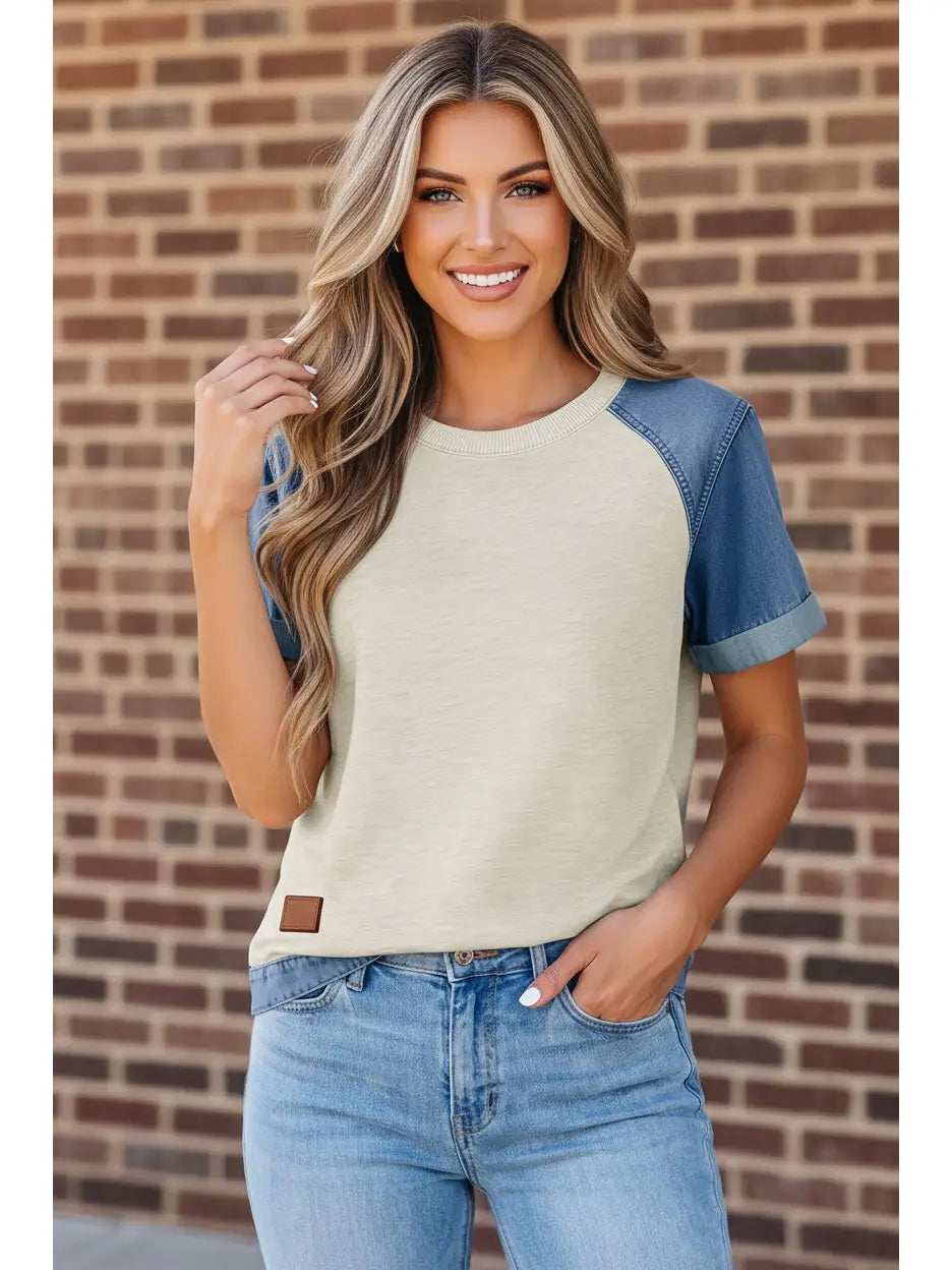THE COLORBLOCK DENIM TEE