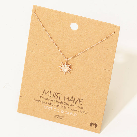 Textured Mini Sun Pendant Necklace